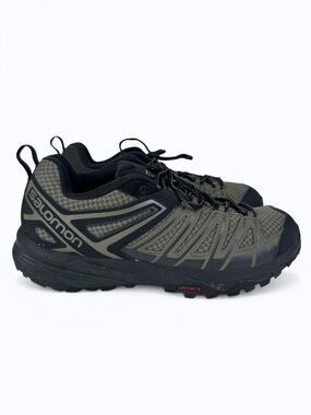 Salomon X Crest Trail Running Shoes Hiking Gray Green Beige Size 8.5